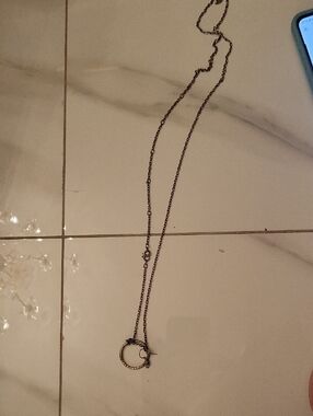 Chico's Silver-Tone Twisted Circle Pendant Necklace